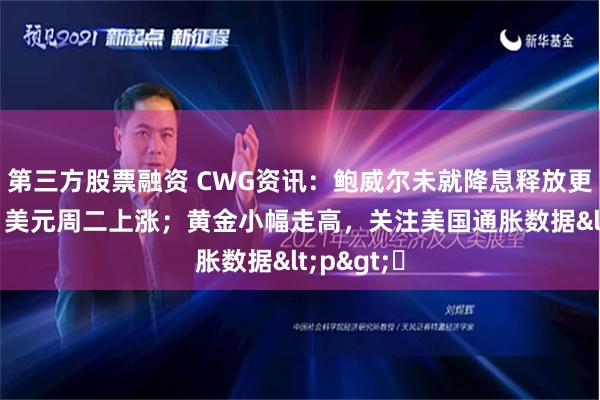 第三方股票融资 CWG资讯：鲍威尔未就降息释放更多消息， 美元周二上涨；黄金小幅走高，关注美国通胀数据<p>​