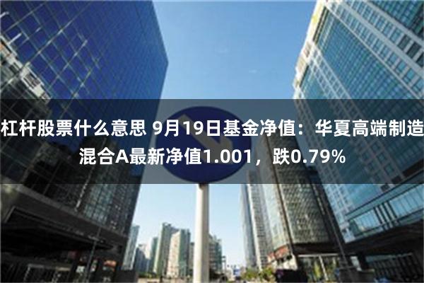 杠杆股票什么意思 9月19日基金净值：华夏高端制造混合A最新净值1.001，跌0.79%