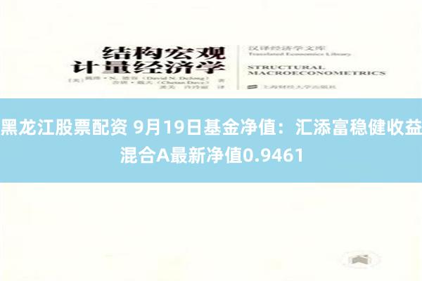 黑龙江股票配资 9月19日基金净值：汇添富稳健收益混合A最新净值0.9461