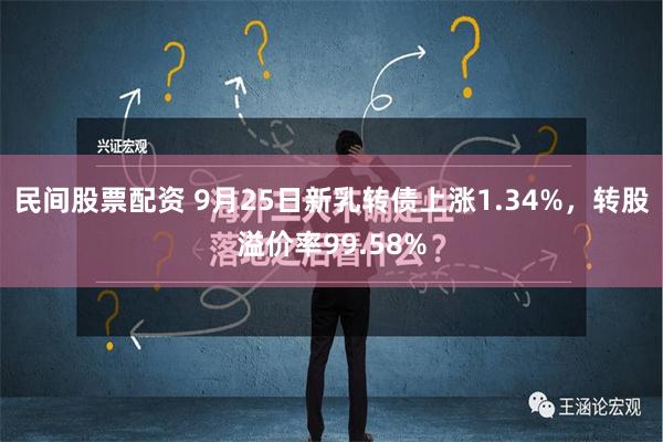 民间股票配资 9月25日新乳转债上涨1.34%，转股溢价率99.58%