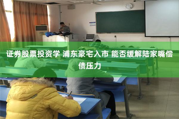 证券股票投资学 浦东豪宅入市 能否缓解陆家嘴偿债压力