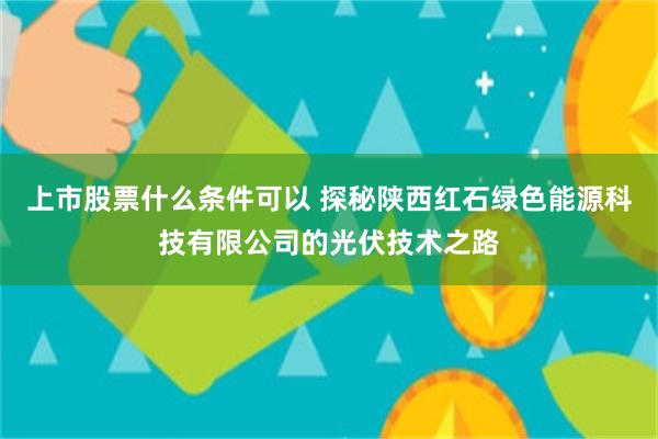 上市股票什么条件可以 探秘陕西红石绿色能源科技有限公司的光伏技术之路